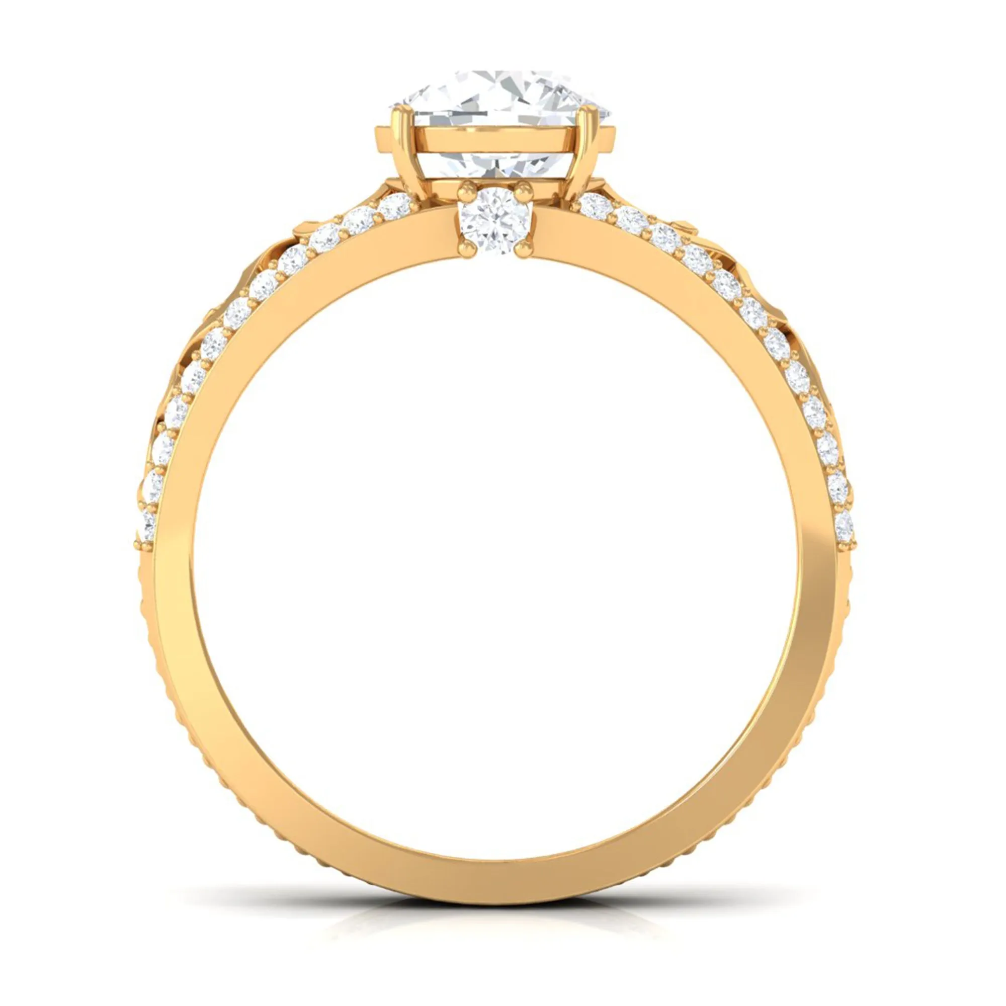 Solitaire Zircon Designer Engagement Ring in Gold