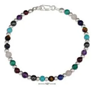 SS 7.25" continuous multiple color stone bead bracelet