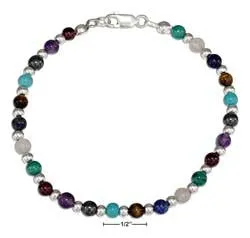 SS 7.25" continuous multiple color stone bead bracelet
