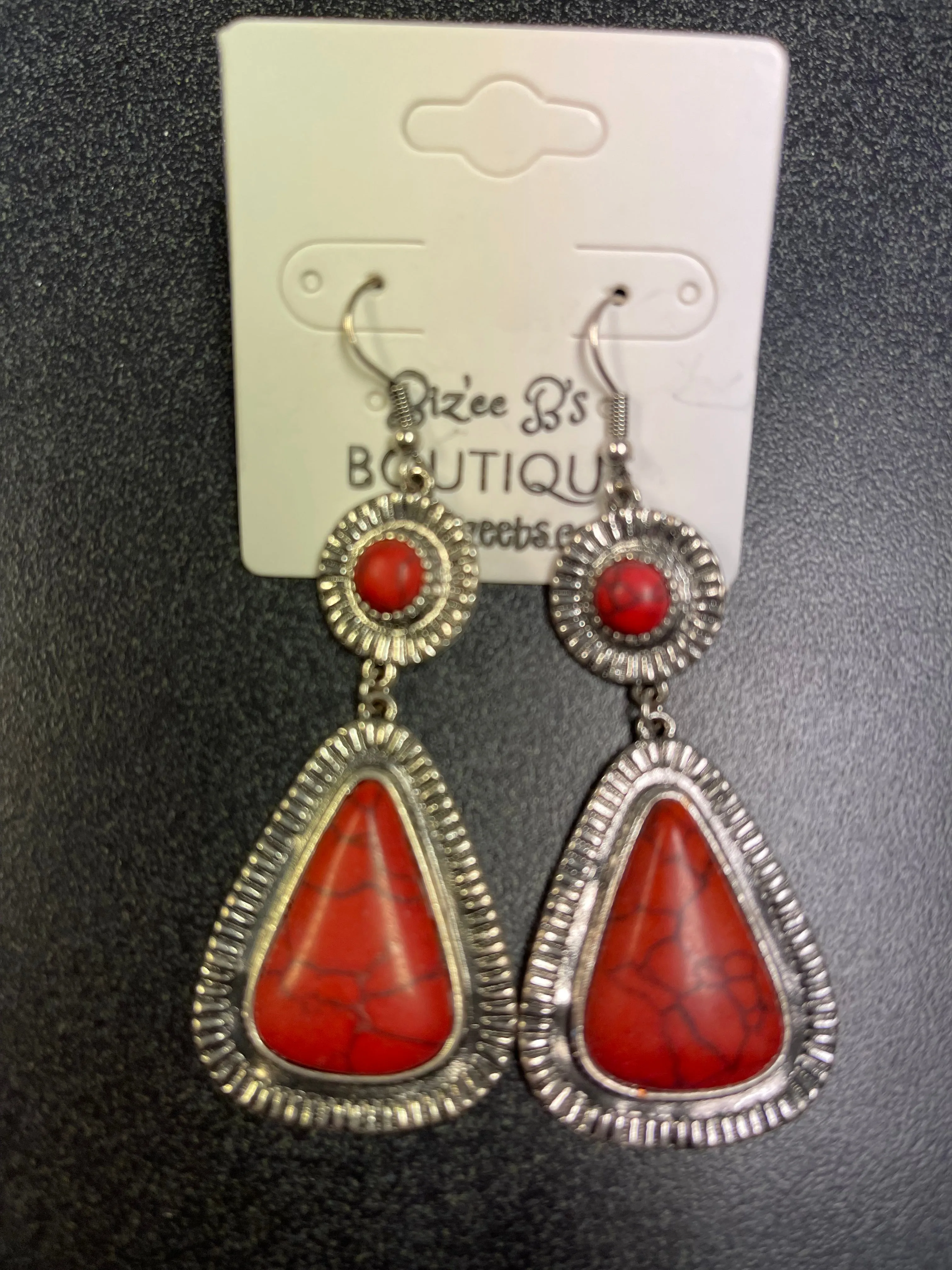 Turquoise Colored Stone & Silver Earrings