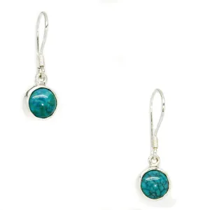 Turquoise Round Boho Hook Earrings