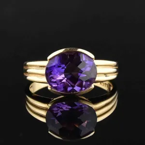 Vintage Oval Amethyst 14K Gold Cocktail Ring