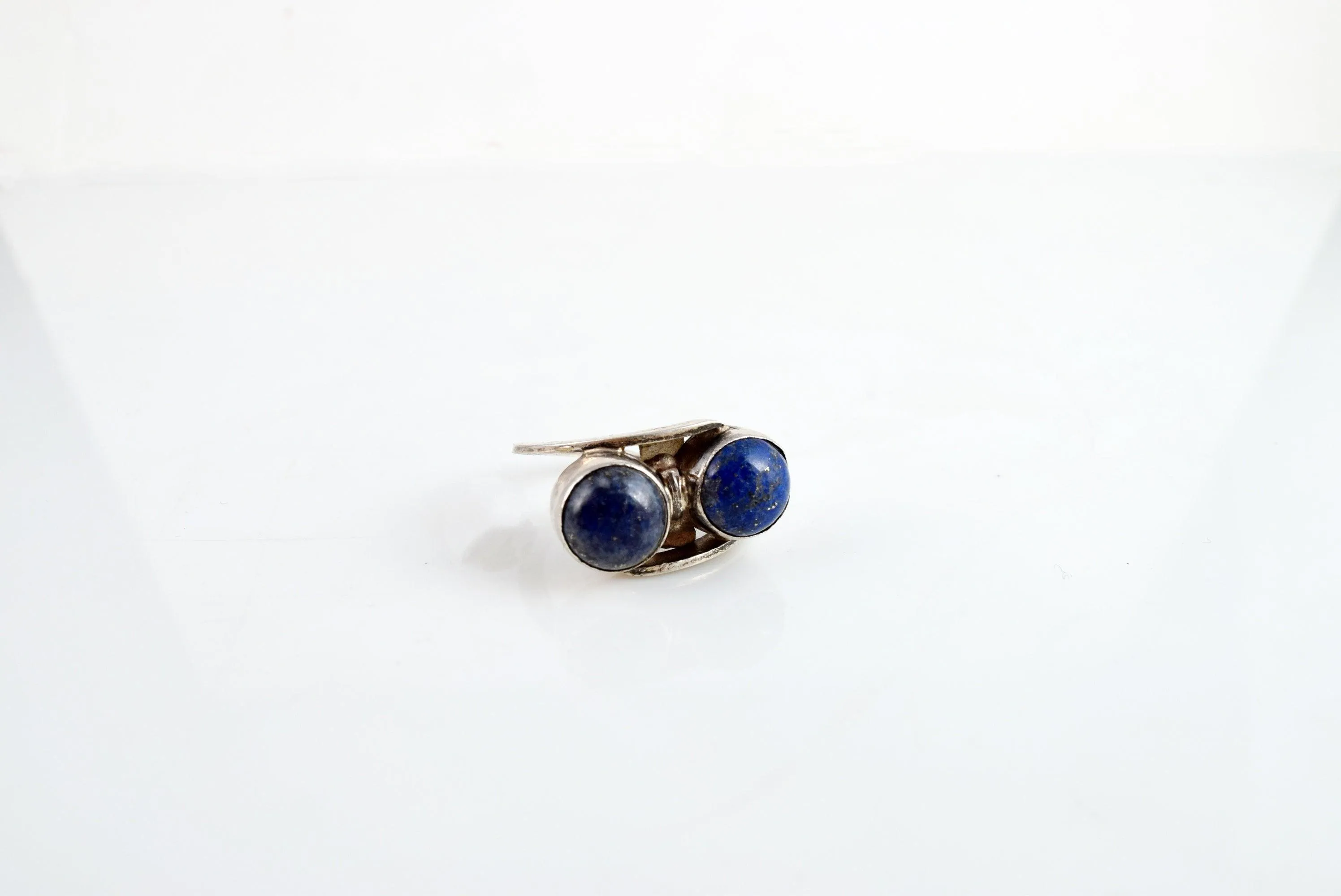 Vintage Silver and Double Lapis Lazuli Ring