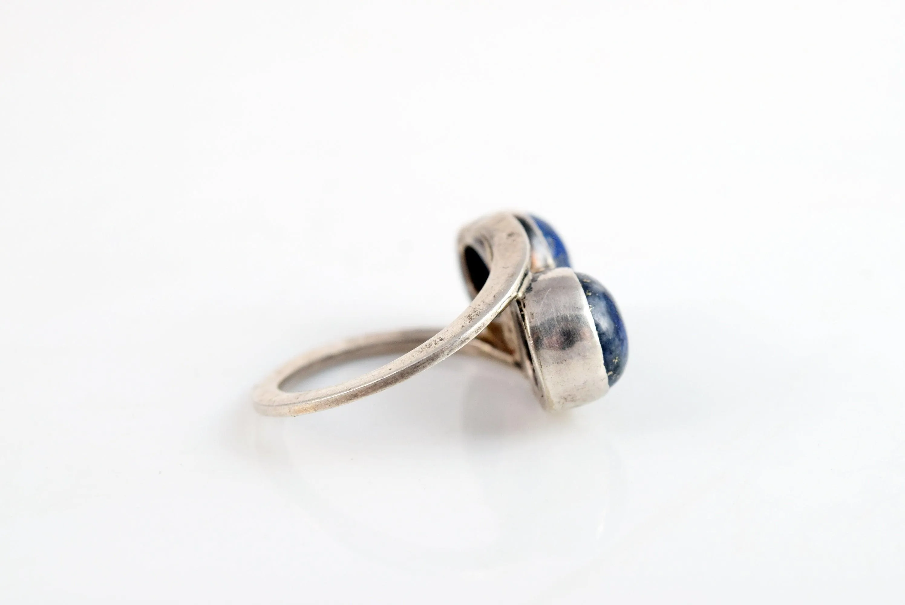 Vintage Silver and Double Lapis Lazuli Ring