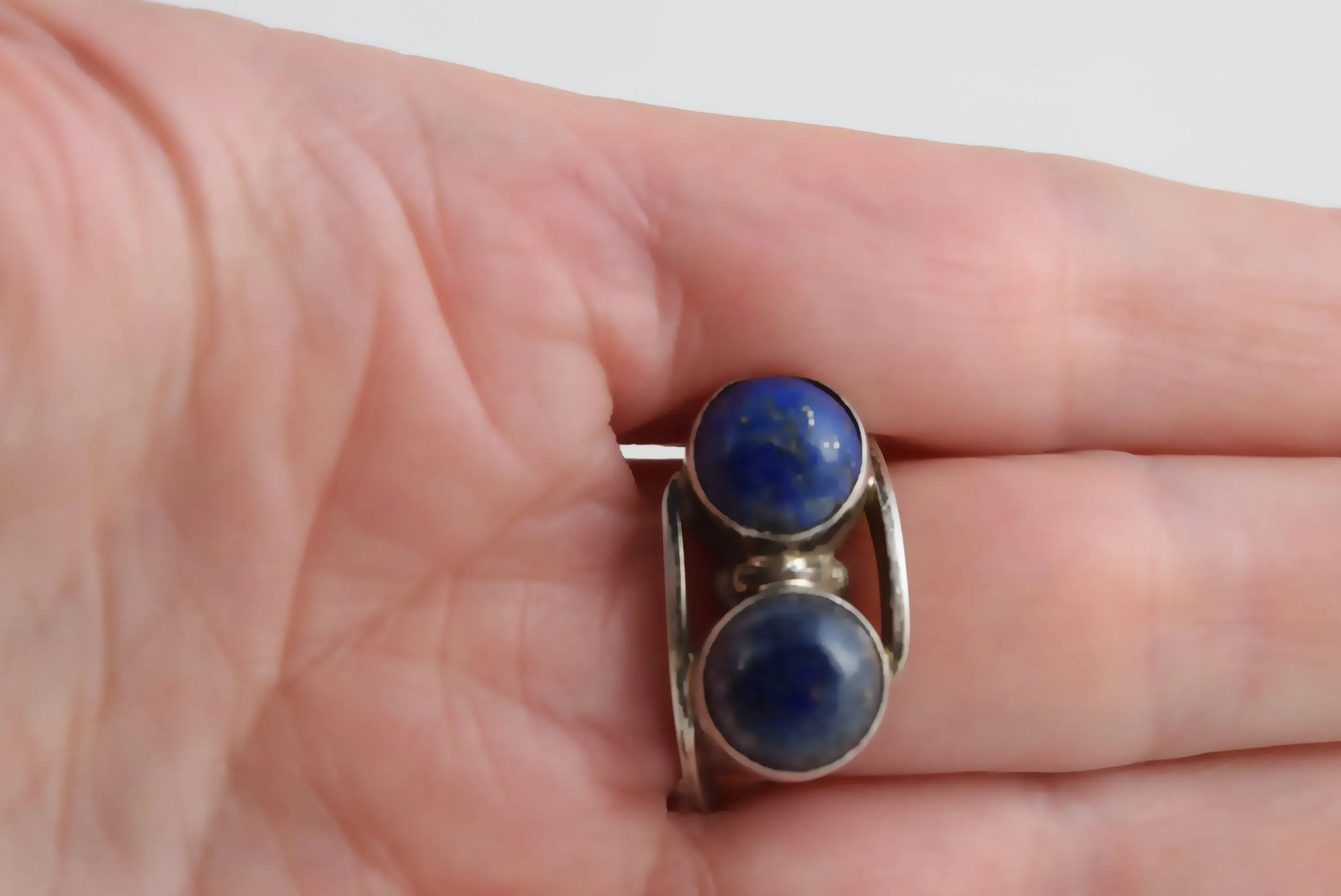 Vintage Silver and Double Lapis Lazuli Ring