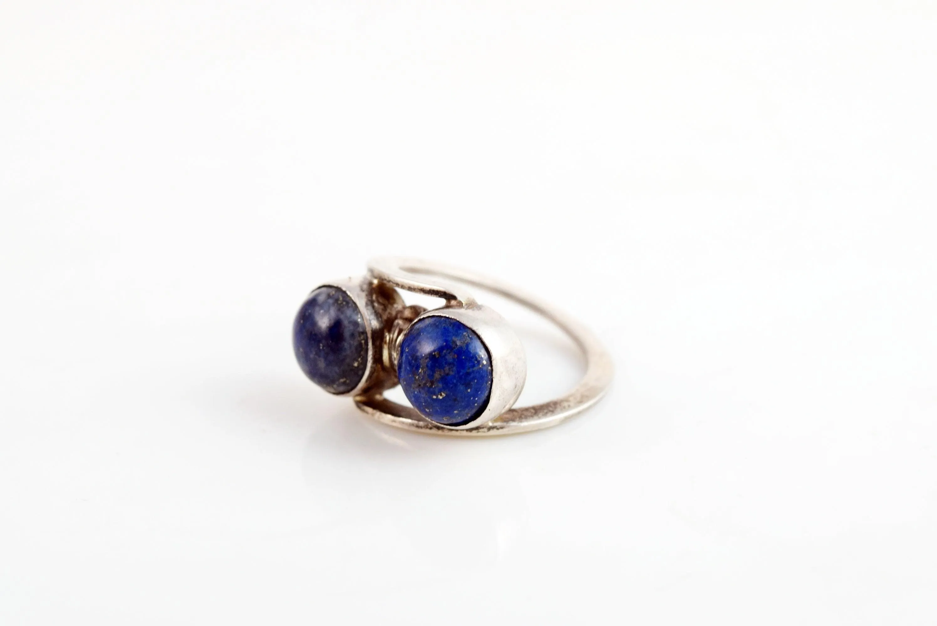Vintage Silver and Double Lapis Lazuli Ring
