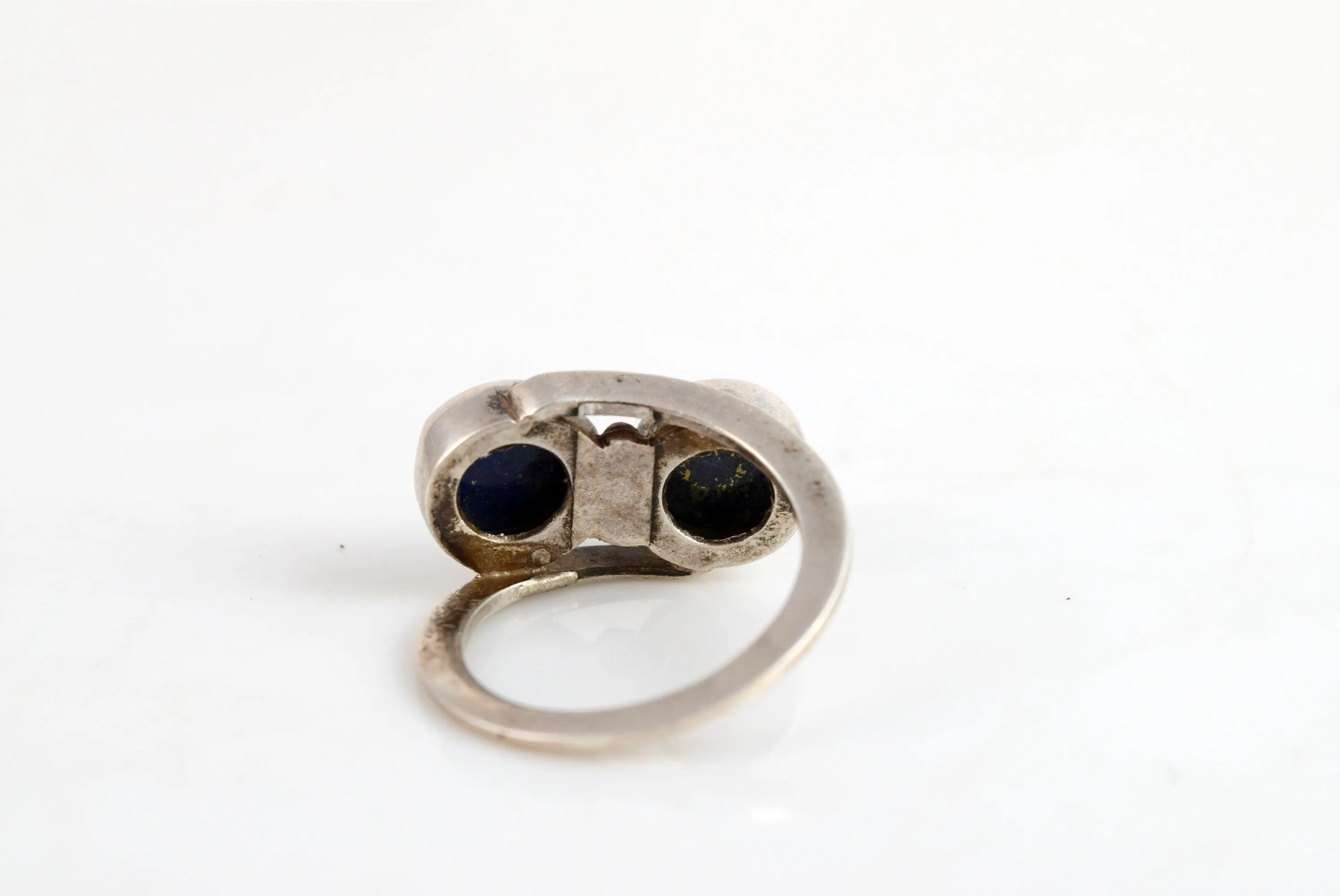 Vintage Silver and Double Lapis Lazuli Ring