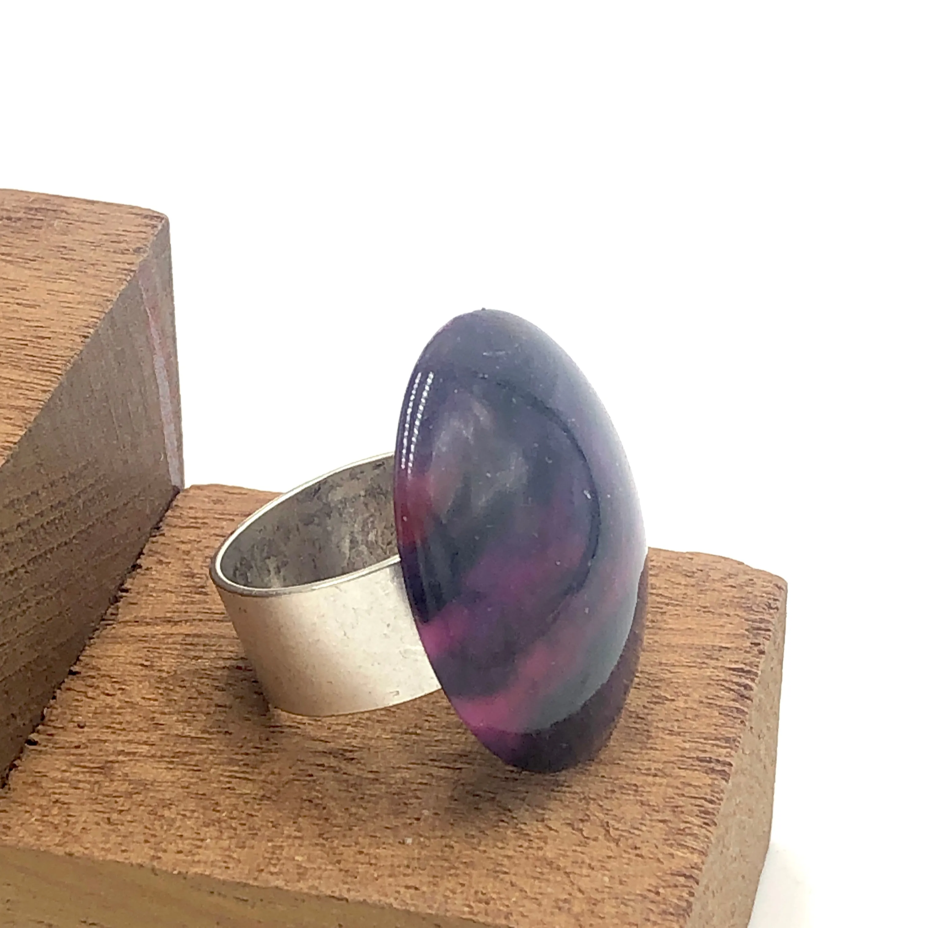 Violet & Navy Marbled Cocktail Ring