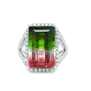 Watermelon Tourmaline & Diamond Cocktail Ring