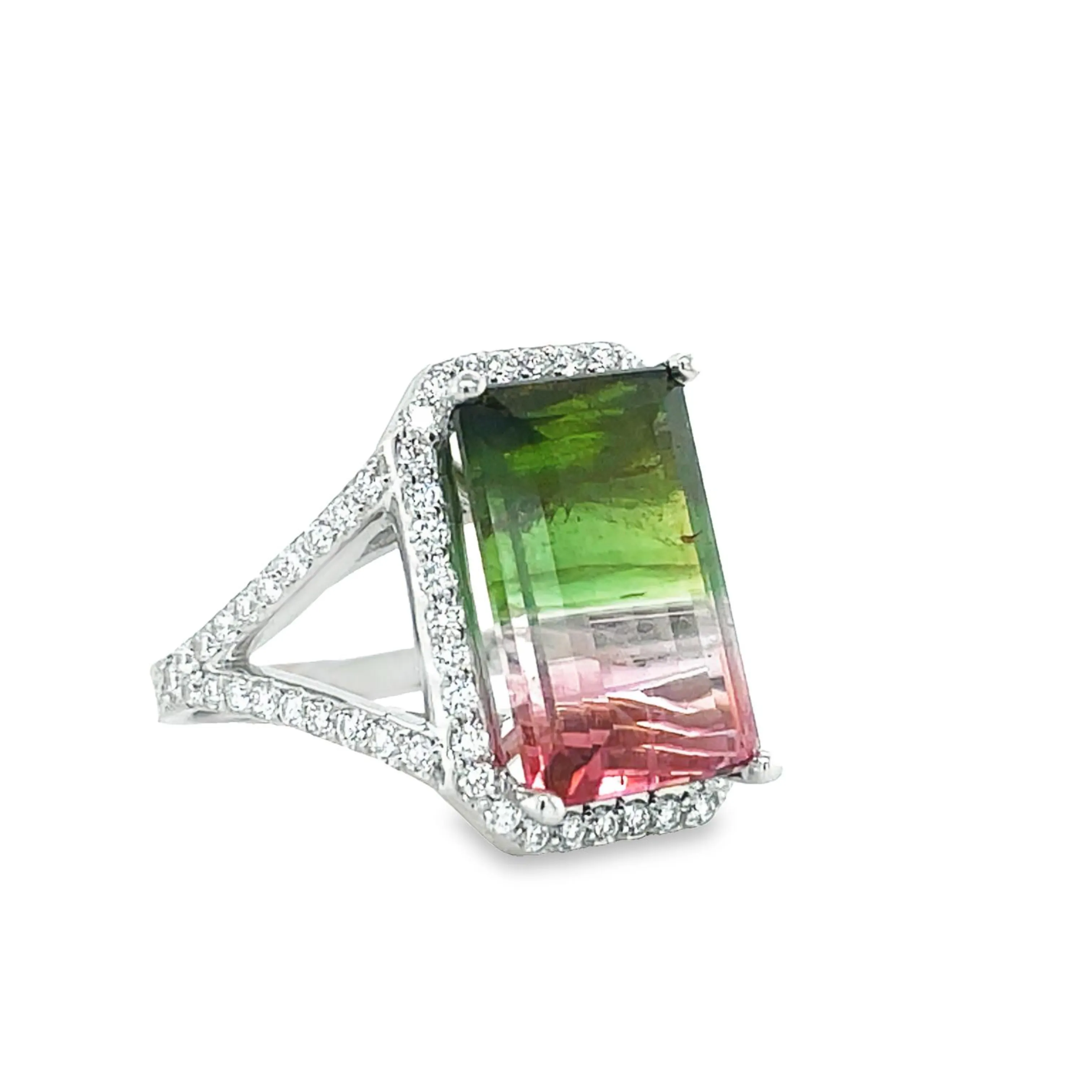 Watermelon Tourmaline & Diamond Cocktail Ring