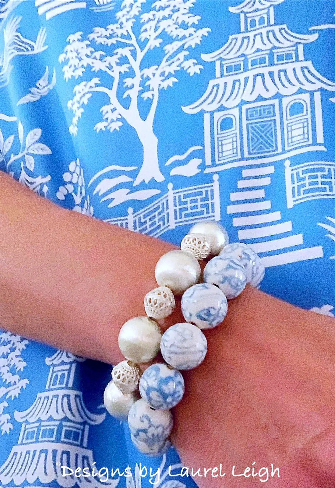 Wedgwood Blue Chinoiserie Floral Bracelet