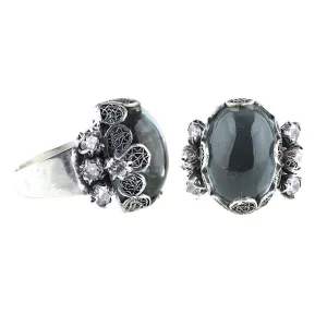 Zinnia flower cocktail ring - light green