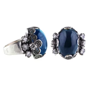 Zinnia flower cocktail ring